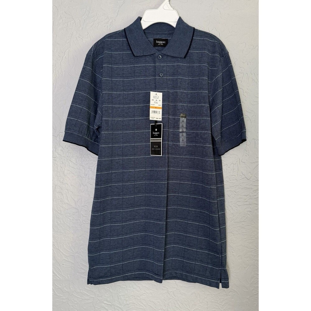 Haggar W2W Work To Weekend Polo Shirt Short Sleeves Men's Size Small Blue NWT